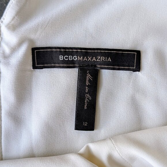 BCBGMaxAzria Siri White Sleeveless Layered Sheath Mini Dress size 12 - Picture 8 of 10